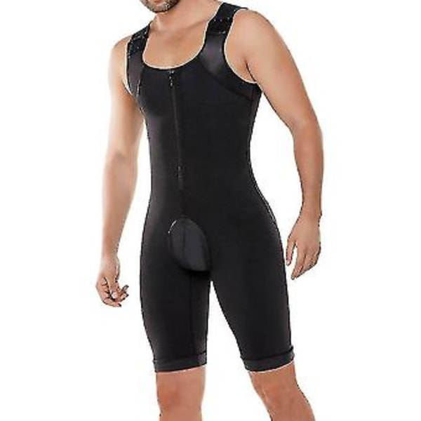 Body Shaper för män, slimmande kompressionsplagg och postoperativ shapewear, plus size hög kvalitet (2XL Svart)