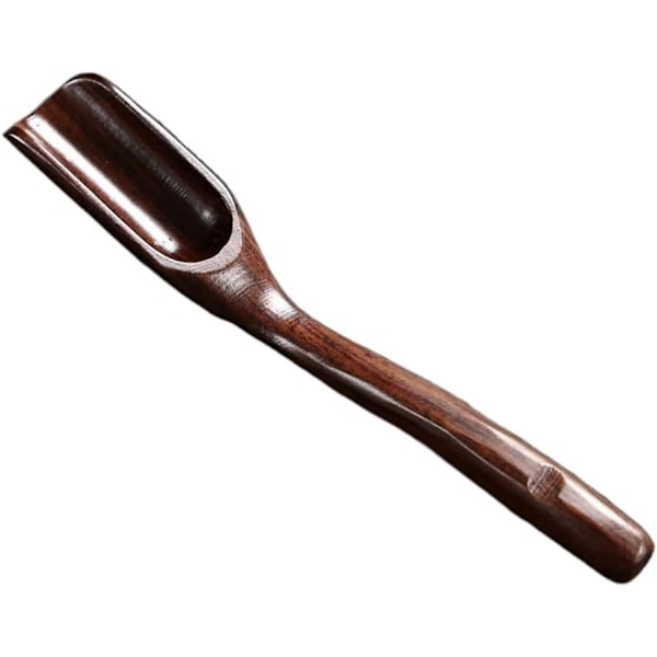 1 st bambu tesked, trä tesked för löst te med långt handtag, bärbar delikat tesked för tetillbehör (svart trä)