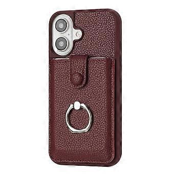 Skal för iPhone 16 Plus Ritningstyp Kortfack Läder Baksida med Ringstativ (Stil C)