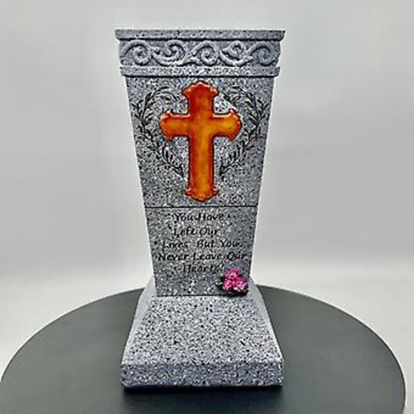 LED Solcellsgravvas för Konstgjorda/Färska Blommor Gravblommkorsvas Minnesgåva (Ej Utrustad)