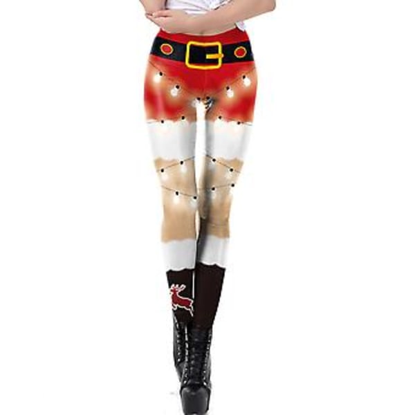 Women's Christmas Xmas 3d Santa Elf Leggings Yoga Fitness Bottoms Pants Trousers(M A)