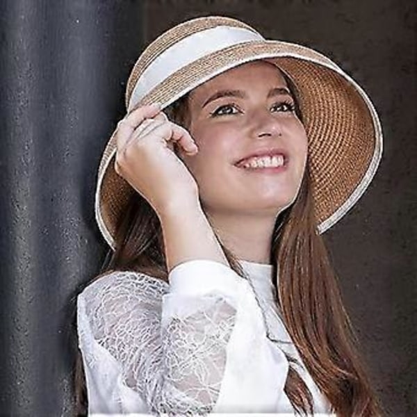 SZTXJ Solhatt Dam Solskydd Stråhatt Strandhattar Sommar Hopfällbar Floppy Rese Solhattar för Kvinnor