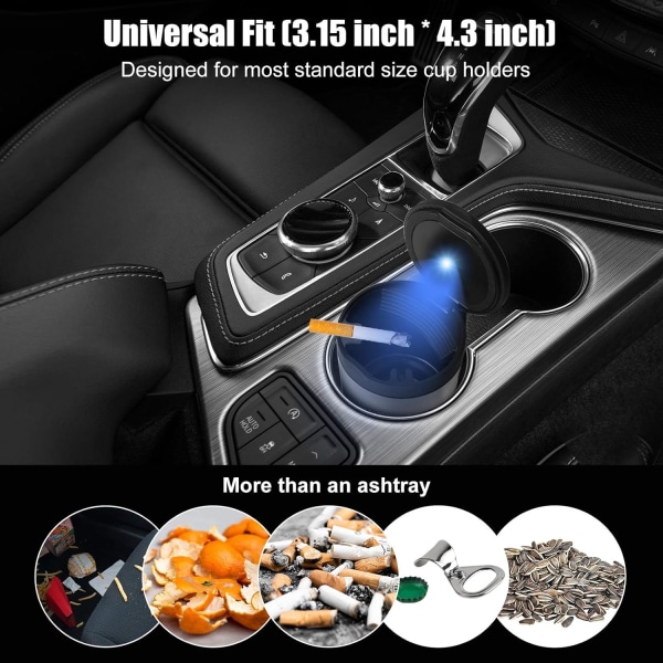 Car Cup Ashtray with Lid and LED Light, Ideal Decorative Cigar Tr