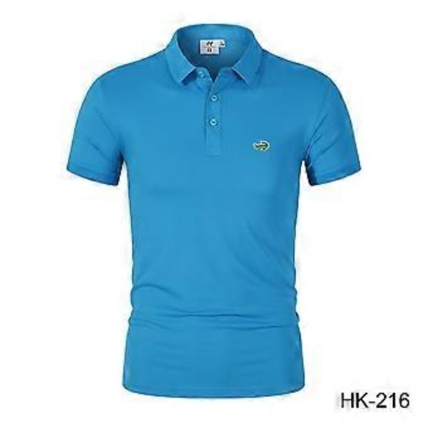 Miesten uusi kosteutta siirtävä ja nopeasti kuivuva yksivärinen pikeepaita brodeerauksella ja poolokauluksella, kevät/kesä (4XL järvensininen)