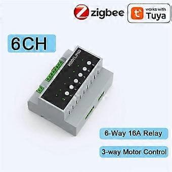 Tuya Smart Zigbee 6CH Relä Switch Modul Fjärrkontroll Apparat Kontroll Modul Stöder 3-Vägs Mo