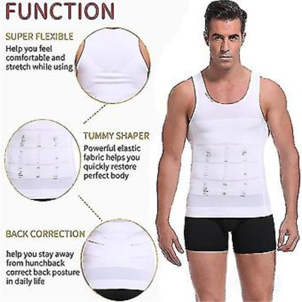 Kompressionsväst Tank Tops Midjeformare Kroppsshapare Undershirt L Vit