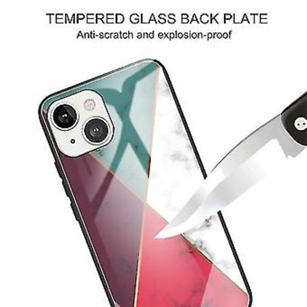 För Iphone 13 Mini Marmor Härdat Glas Baksida TPU Kant Fodral (hcbl-25) (HCBL-13)