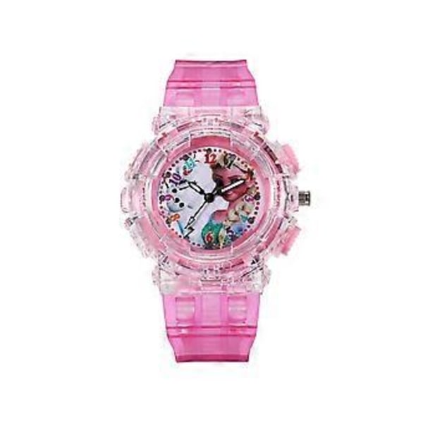 Frozen Elsa & Anna Luminous Quartz Klocka Barn Flickande Färgbyte Armbandsur Barnpresent (E)