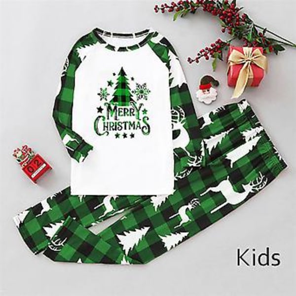 Jouluperheen Matchuavat Pyjamat Isä Äiti Tytär Poika Loma Yöasu Uniasu Pjs Set Pajamat (8-9 Vuotta Lapset)