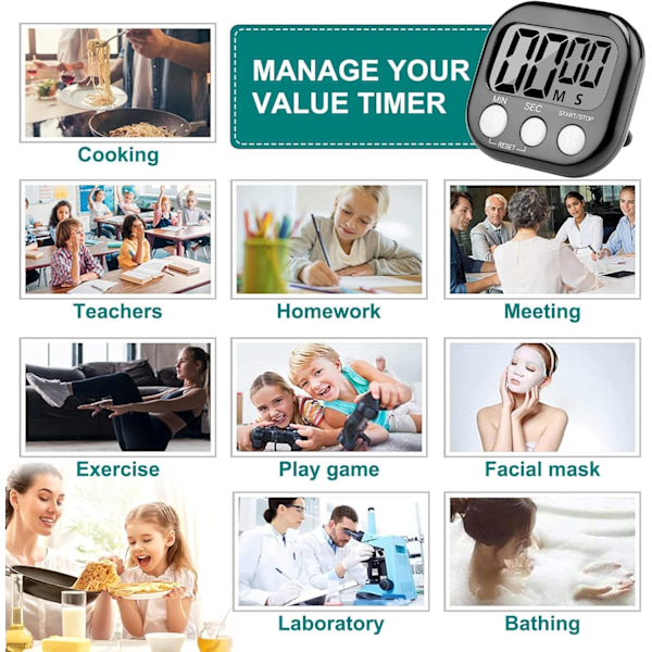 Grön Magnetisk Köktimer, Magnetisk Timer med Hög Alarm för