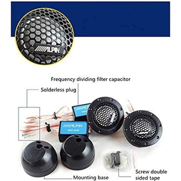 Bilstereo-høyttaler, ddt-s30 diskant, 320W maksimal effekt Elite og aluminiumsdome-diskant