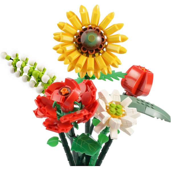 Blomsterbuket 2022, Mini Solsikke Rose Byggeklodssæt til