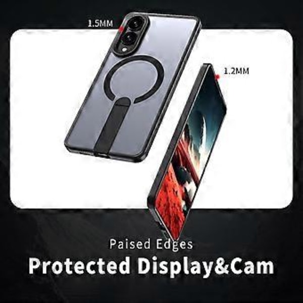 Samsung Galaxy S25 Edge -kotelo, yhteensopiva MagSafe-latauksen kanssa, jalustallinen TPU + akryylipuhelinkuori (titaaninharmaa)