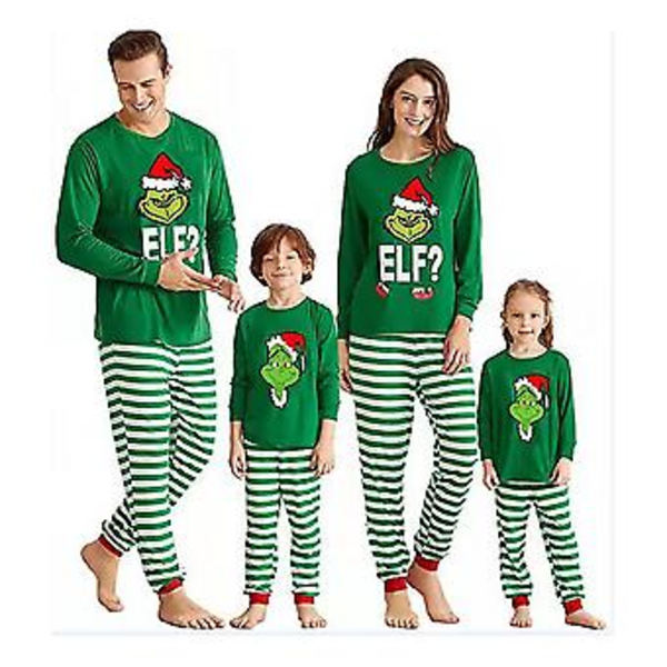 Jule-Grinch Familie Matchende Pyjamas Sæt Top Stribet Bukser Outfit Nattøj Jule Nattøj Til Mænd Kvinder Unisex Børn Baby (M Far)