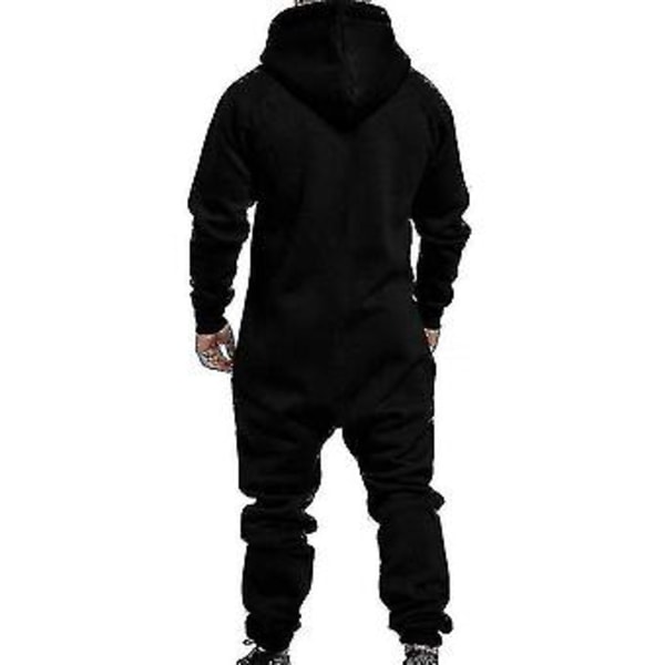 Ny 2023 Herr Onesie All In One Hoodie Zip Jumpsuit Vinter Casual Huvad Romper Playsuit (3XL Svart)