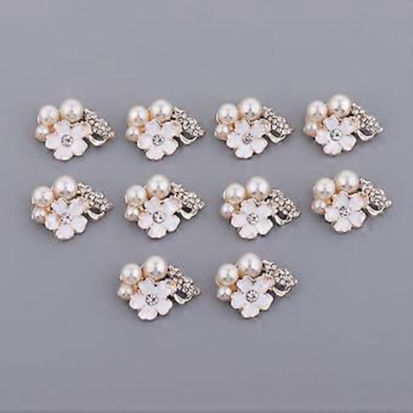 10x Flatback Pärlblomma Strassknapp Scrapbooking Korttillverkning