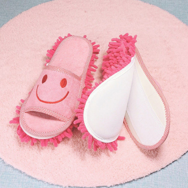 Rosa små (35-38 yards) smiley mopptofflor kan tvättas