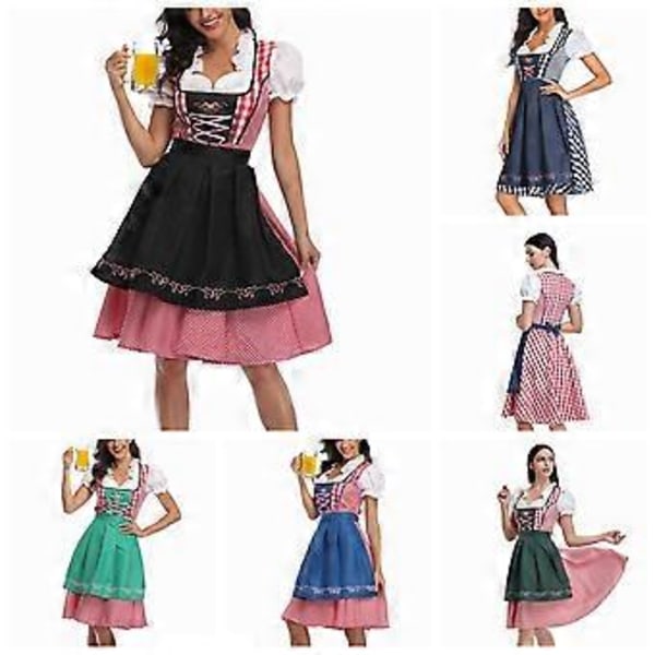 Naisten Oktoberfest-olutpiika-asu Baijerilainen perinteinen Dirndl-mekko (XL Tummanvihreä)