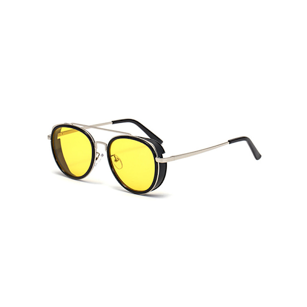 Retro Steam Punk Solbriller Runde Steampunk Dobbeltbro Aviator