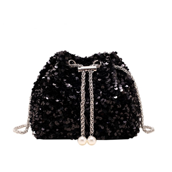 Black Chain Sequin Shoulder Bag Evening party bag BLACK