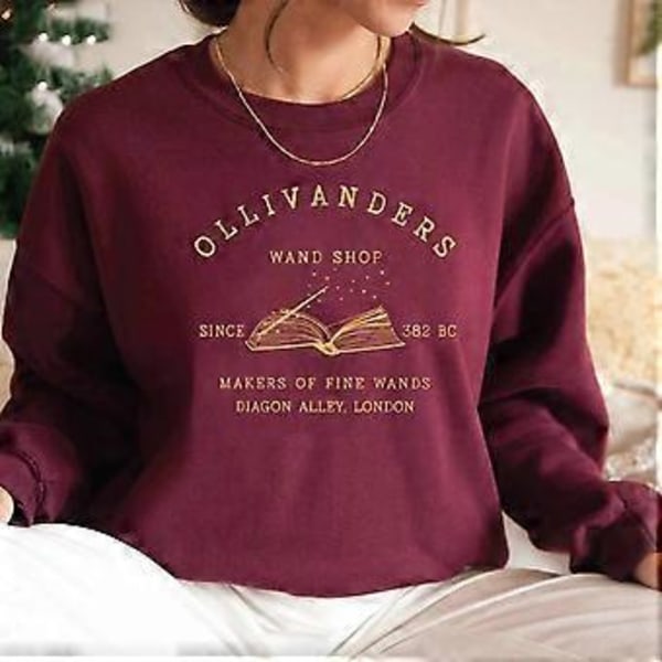 Wizard Book Shop Sweatshirt HP Tröja Magiska Trollkarlar Hoodies Dam Långärmade Sweatshirts Boknörd Pullover Fans Present Hoodie (M gul)
