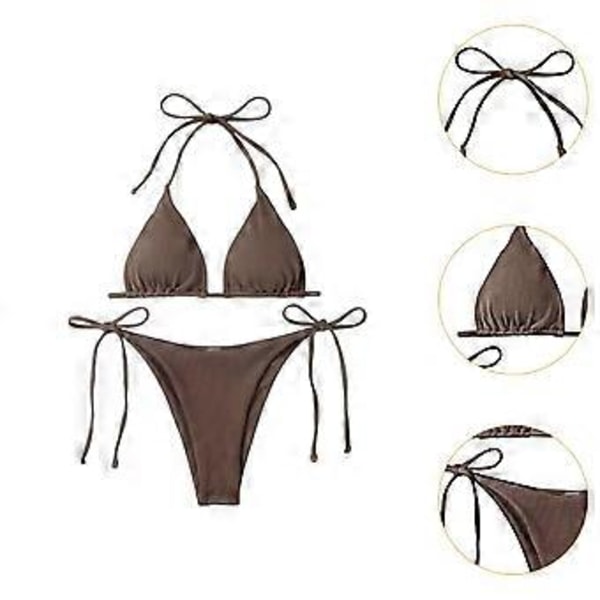 Bikini Set Dam Baddräkt för Klubbar Vattenaktiviteter Semester Spa (Kaffe S)