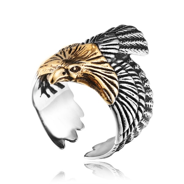 Men's Stainless Steel Ring Gold Flying Eagle Sculpture Cycling Bracele