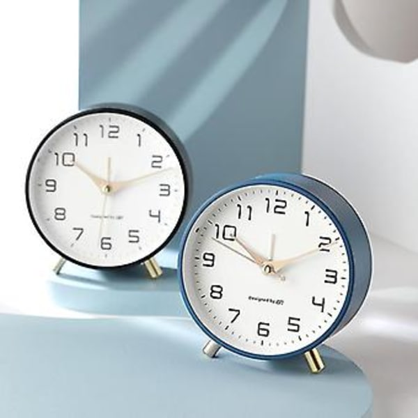 Ny Nordisk Ljus Lyx Alarmklocka Tyst Student Frostad Metall Skrivbords Klocka Net Red Enkel Klocka{jkw} (Gul)