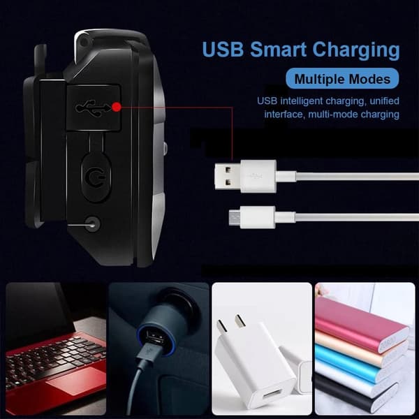 18000 Lumen Hodelykt, USB Oppladbar LED Hodelykt med 8 Moduser,