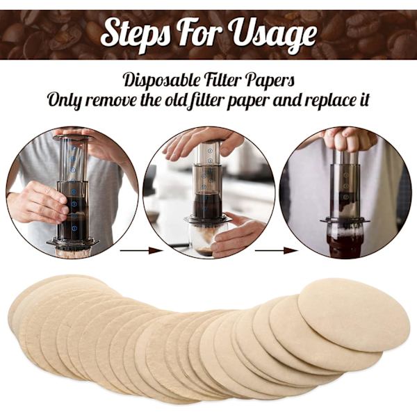 100 stk. ubleket kaffefilterpapir, 60 mm/runde erstatningskaffe