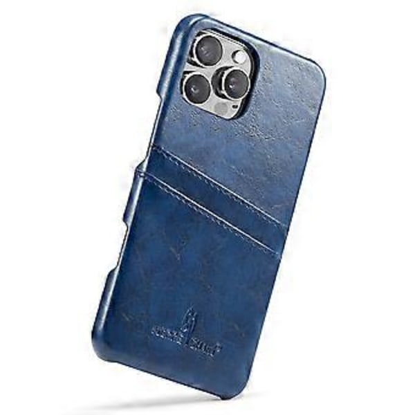 FIERRE SHANN Skal för iPhone 16 Pro Max Vaxigt PU-läder+PC Korthållare Mobilskal (Stil E)