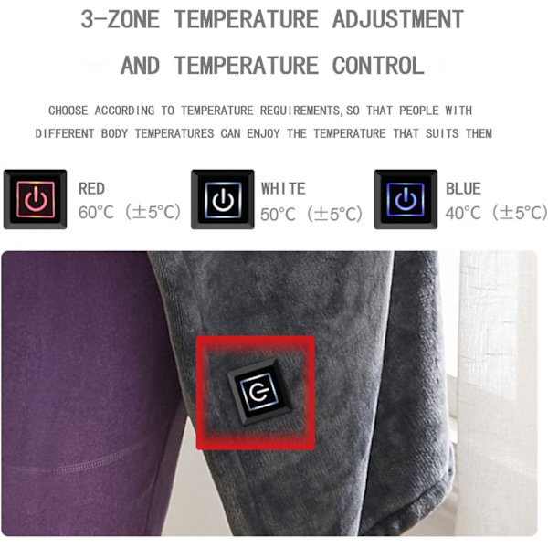 150 x 85cm USB-uppvärmd sjal 3 inställningar Bärbar elektrisk poncho T