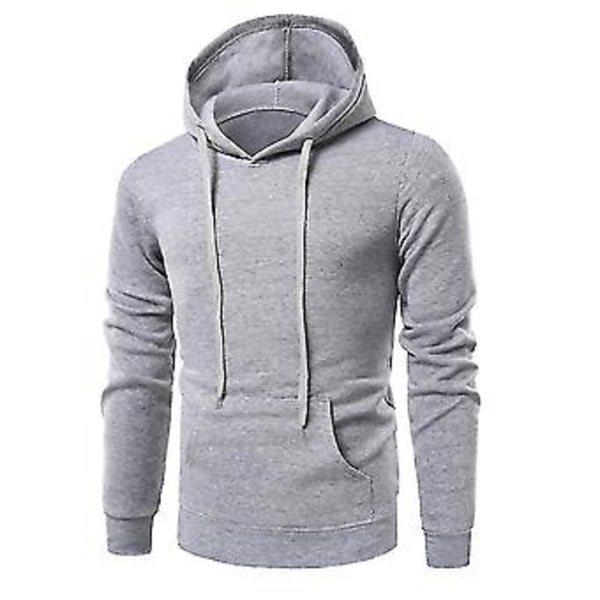 Herre Ensfarget Slim Fit Hettegenser Langermet Sweatshirt Casual Pullover Topper Beste Gave (XL Lys Grå)