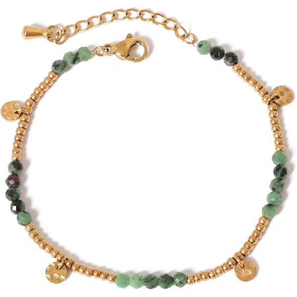 Natural Gemstone Ruby Zoiste Bracelets for Women   Gold Plated Natural Green Stone Beads Bracelets Birthday Anniversary