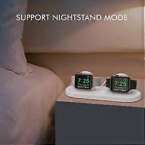 AHASTYLE PT116 Laddningsställ med Dubbla Positioner för Apple Watch, Smartwatch Laddare Hållare Bas - Vit (Vit)