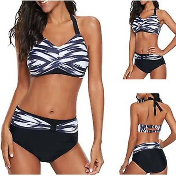 Girl’s swimsuit large size split bikini slim gradient sexy swimwear 4xl Black