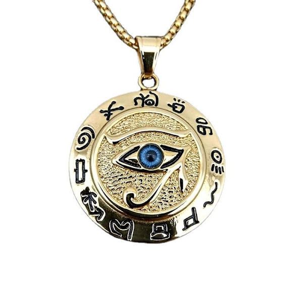 Antikens Egypten Ögat av Horus Hänge Halsband i Rostfritt Stål