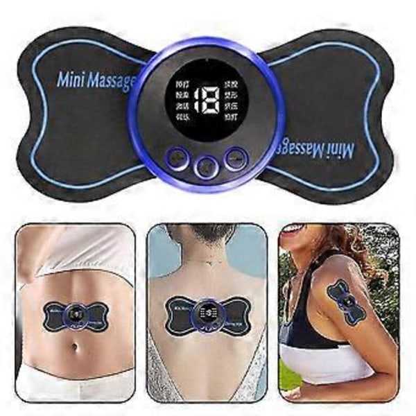Mini Elektrisk Nakke Ryg Massager Bærbar Ems Cervikal Massage Patch Smertelindrende Enhed -NMAOV (med tre pads)
