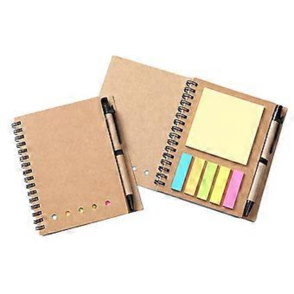 Notesblok og notesbog kontorstudieartikler kraftpapir notesblok spiralbog med pen notesblok studerende kontor notesblok rivbar 5ML (Gul)