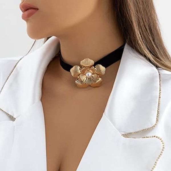 Blomster Choker Halsband Sammet Ros Blommig Choker Y2K Smycken Tillbehör Present till Kvinnor