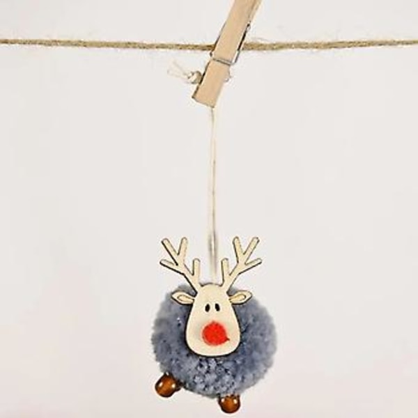 Konstgjord Hängande Blomkorg Julhänge 2D Grön Röd Krans Växt Julgran Ornament God Jul Dekoration (Liten Rådjur Grå)