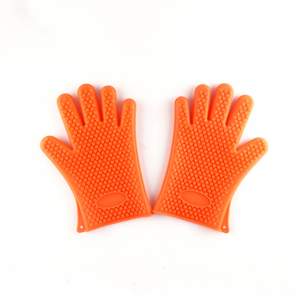 Silikonugnar för kök och grillset Par grytlappar Ugnshandskar Svart Orange