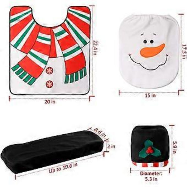 3-pack Toalettlock Set Snögubbe Jultomte Röd Juldekoration för Badrum