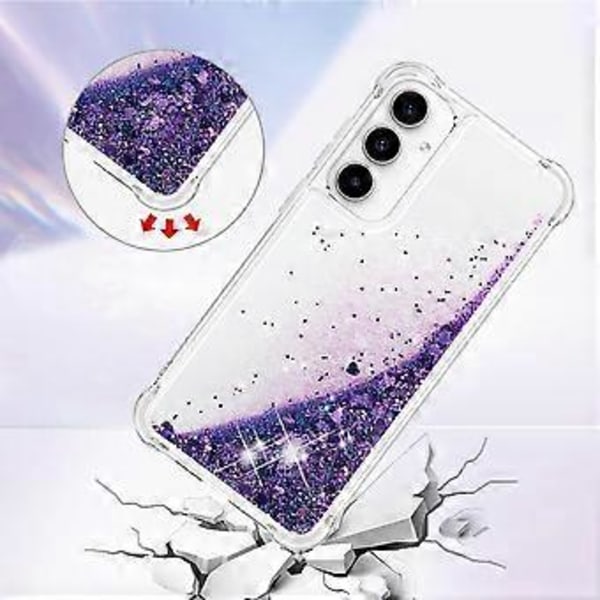 För Samsung Galaxy A35 5G TPU Skal Glitter Kvicksand Stötsäkert Telefon Baksida (Mörklila/Hjärtan)