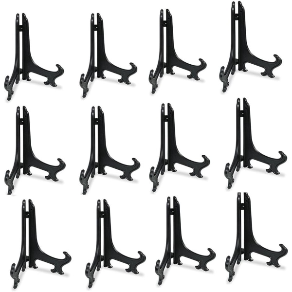 12 Pak Sort Plastik Plade Staffeli - Sort - 3 Tommer, Display Stativ