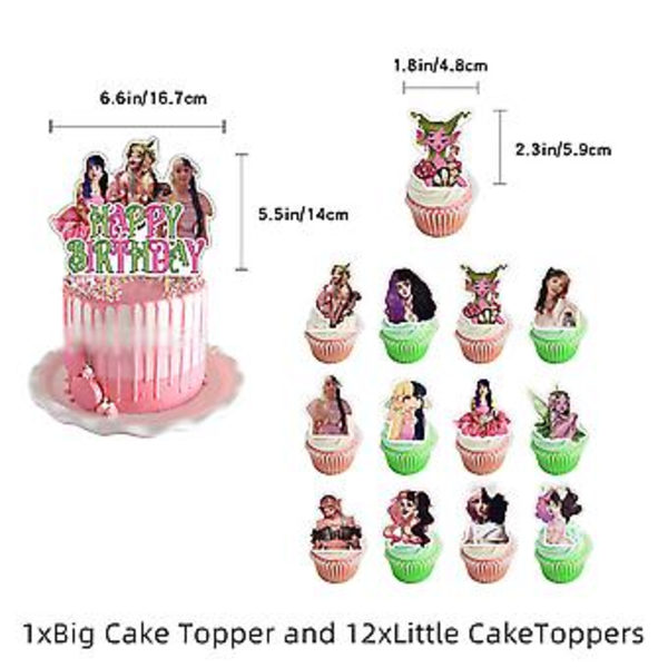Melanie Martinez Tema Födelsedagsfest Dekorationer Set Ballonger Banner Tårta Topper Tillbehör Kit ( )