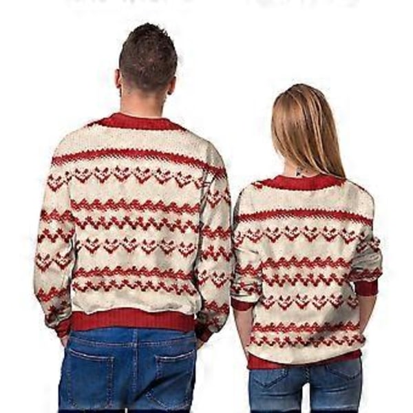 Unisex Jultröja med 3D-tryck, rolig design, för män och kvinnor (XXL B)