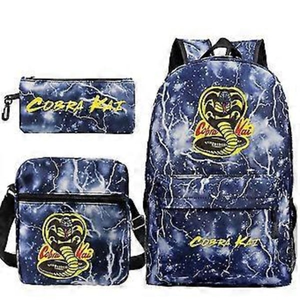 3-delt sett Cobra Kai Ryggsekk Skolevesker Casual Bagpacks Trykte Sekker For Tenåringer Jenter Gutter Reisevesker (10)
