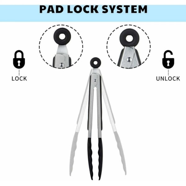 27 cm sorte professionelle køkkentænger, grilltang i rustfrit stål