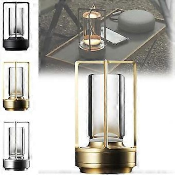 Ny Lumisom Kristalllampa, Lumison Kristall Lykta Bordlampa, 3 Färger Laddningsbara Sladdlösa LED-lampor för Restaurang/Sovrum/Bar/Kaffe  snabb (Guld)